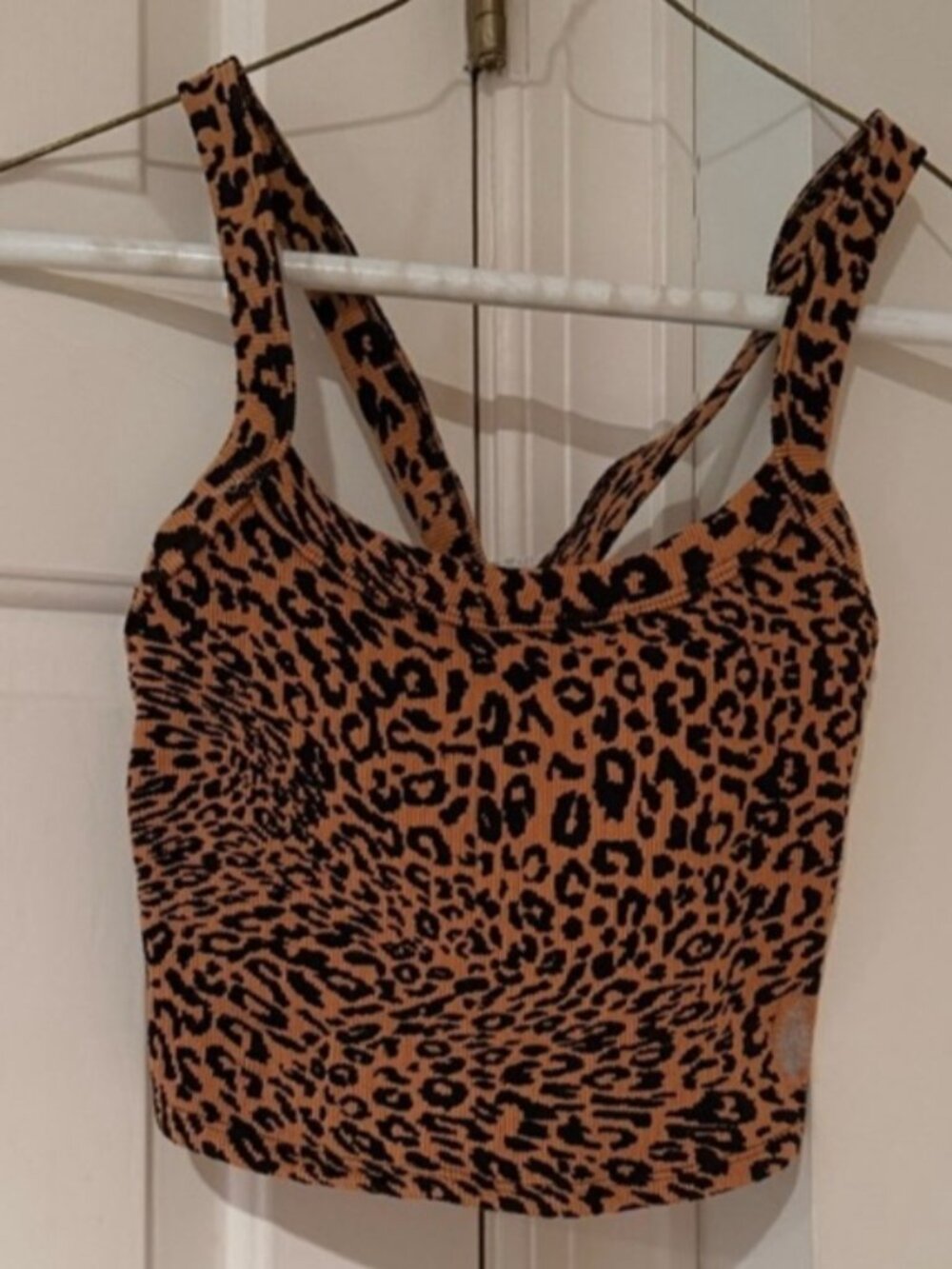 Leopard Print Square Neck Crop Top - Tan and Black🎄